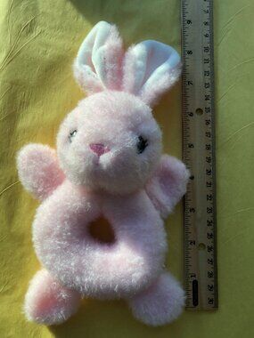 Pink Bunny Fluffy w/holding opening; for babies/toddlers; used; good condition
